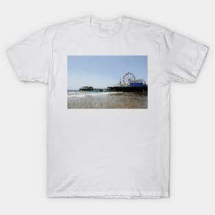 Sketched Santa Monica Pier Color Drawing T-Shirt